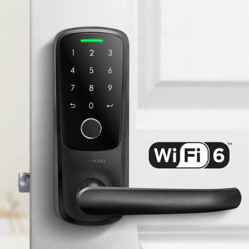 ULTRALOQ Latch 5 Built-in WiFi Keyless Entry Smart Lock with Fingerprint, Touch Digital Keypad, App Control-Black