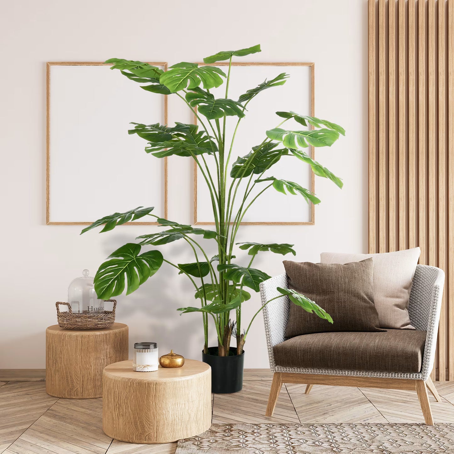 Homcom - Plante artificielle Monstera H.1,8 m feuilles de tortue grand réalisme