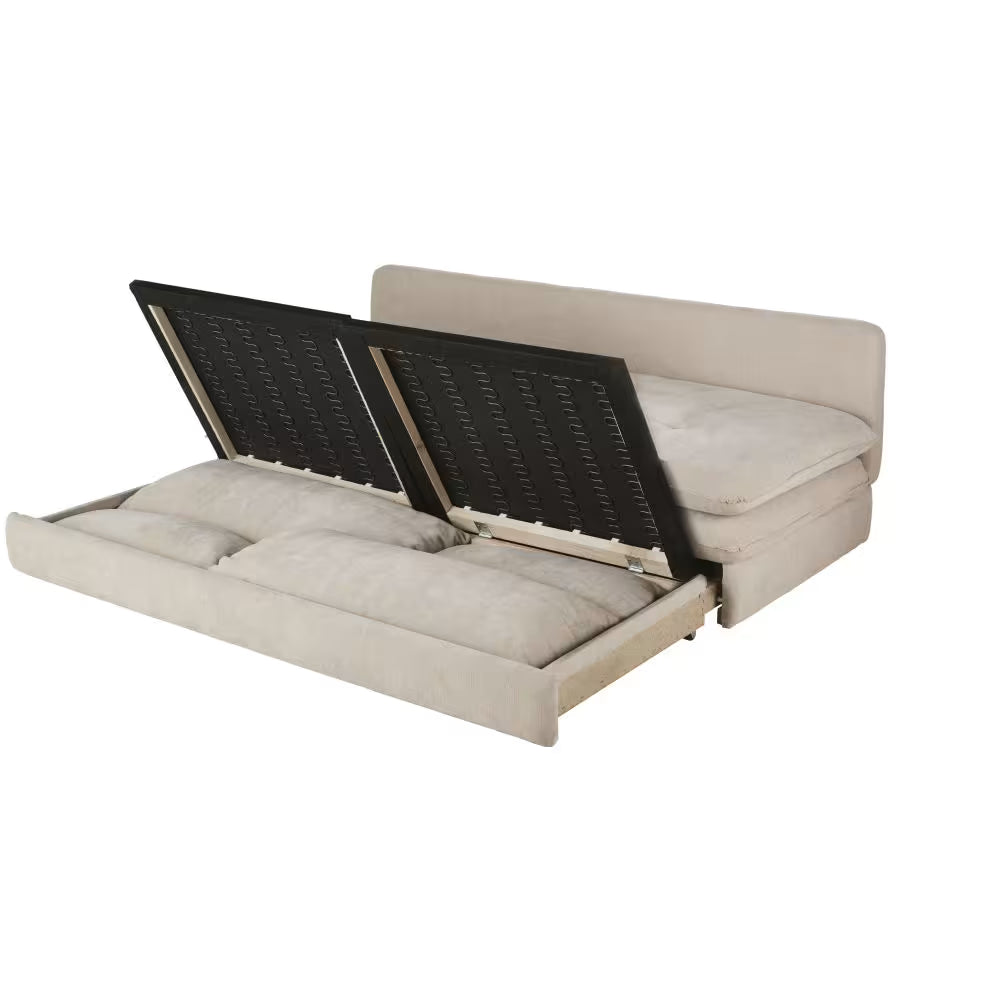 Clio - Canapé convertible 2/3 places en tissu recyclé beige