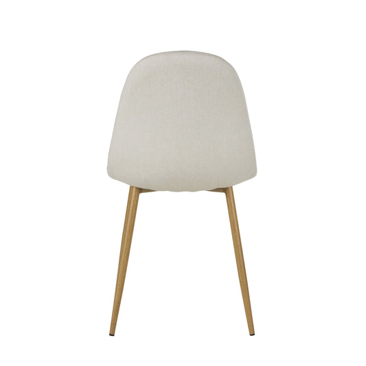 Clyde - Chaise en tissu recyclé beige et pieds en acier imitation chêne