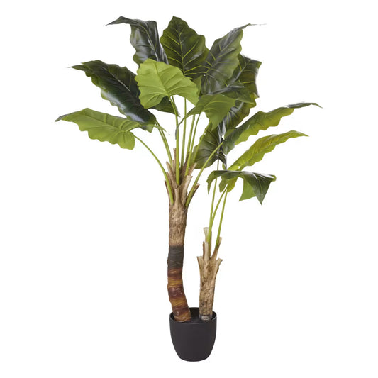 NEIL - Plante verte artificielle et pot en ciment noir